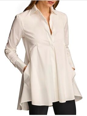 Donna Karan New York White Button Down Shirt Dress | XL